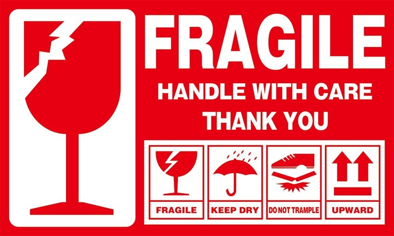 LDS Industry Large (6" X 3Â½") Shipping Labels 300 pcs Fragile Handle with Care Warning Stickers Keep Dry Upward Do Not Trample - Image 1